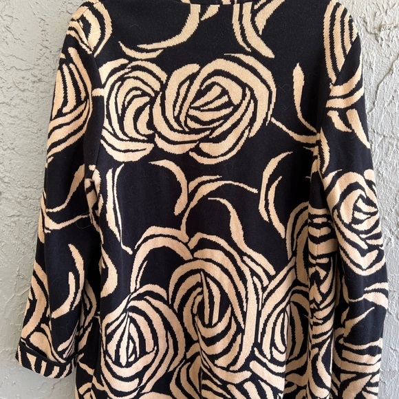 Chico's Black and Cream Rose Pattern Cardigan - Picture 3 of 8